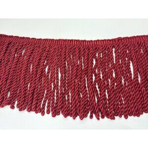 Deep Red Twisted Fringe Trim 1 yard + 15" x 8" wide Craft Decor Fabric Vtg